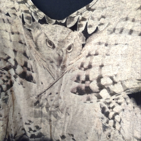 Hi-low midi dress with open back Black Poppy owl design modal - Picture 3 of 8